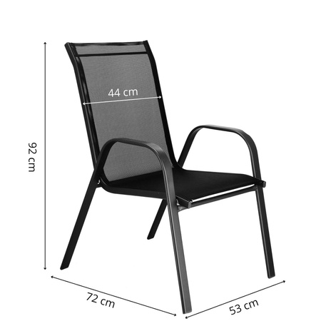 Krzesła tarasowe zestaw 2 szt. metalowe, czarne na taras balkon, do 120 kg
