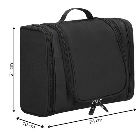 Kosmetyczka, organizer podróżny 24x21x10 cm kuferek z 13 przegródkami, czarny