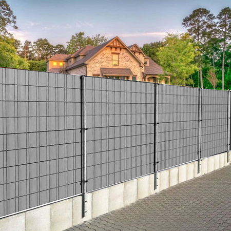 Taśma ogrodzeniowa PVC 4,75x35m 450 g/m2 z klipsami mocującymi 20 szt. szary
