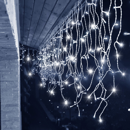 Kurtyna świetlna 500 led biały zimny, flash girlanda, lampki wewnętrzno-zewnętrzne sople