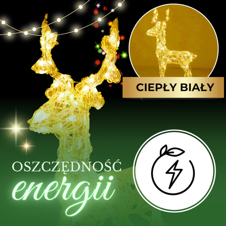 Renifer Led ozdoba świetlna 100 LED dekoracja ciepły biały