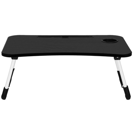 Podstawka składana na komputer, mobilny stolik pod laptopa miejsce na kubek i tablet czarny