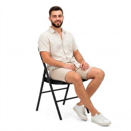 Meble cateringowe, stół turystyczny 180 cm, 4 krzesła składane zestaw ogrodowy czarny
