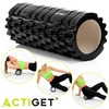 Roller fitness do masażu ciała, średnio twardy, wałek z wypustkami, czarny