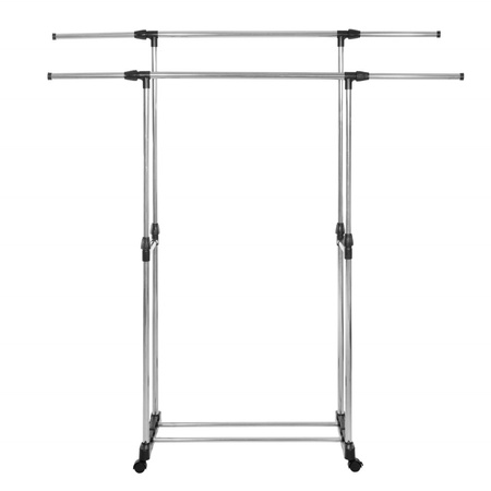 Mobilny wieszak na ubrania 85-160 cm stojak teleskopowy na kółkach na odzież aluminiowy