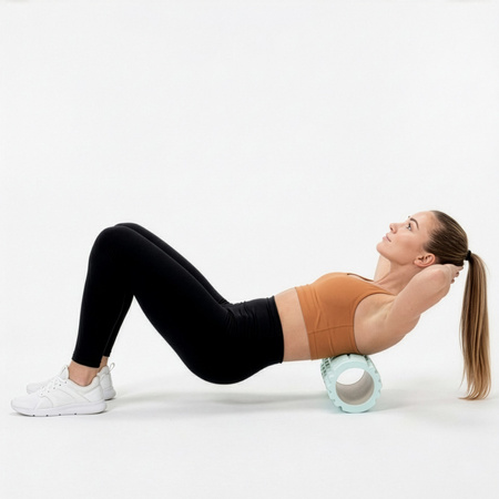 Roller fitness do masażu ciała, średnio twardy, wałek z wypustkami, miętowy