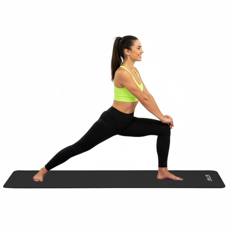 Mata do jogi, ćwiczeń fitness antypoślizgowa 183x61 cm materac do pilates, czarny
