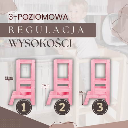 Kitchen helper, pomocnik kuchenny, podest dla dzieci 90 cm różowy
