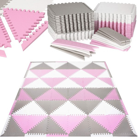 Mata piankowa trójkąty 186x186 cm różowe puzzle pianka EVA