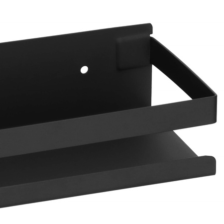 Półka łazienkowa zestaw 2 szt. wisząca pod prysznic 30x10 cm stal nierdzewna loft czarna