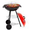 Grill węglowy okrągły, ruszt 41 cm zamykany grill ogrodowy z pokrywą czarno-czerwony