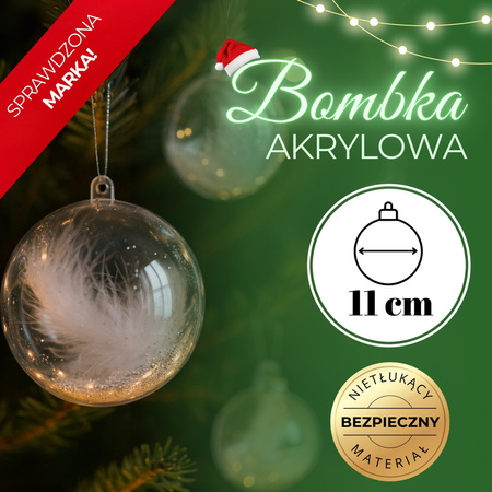 Bombki akrylowe 11cm kula plastikowa decoupage zestaw 8 szt.