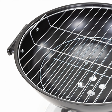 Grill węglowy okrągły, ruszt 41 cm zamykany grill ogrodowy z pokrywą czarno-czerwony
