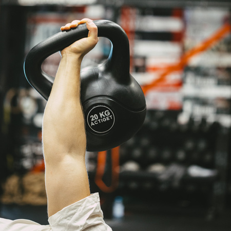 Kettlebell do ćwiczeń 20 kg hantla, odważnik treningowy ABS kula czarna