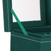 Szkatułka na biżuterię 12x12x12 cm zielony kuferek z przegródkami i lusterkiem welurowy