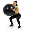 Piłka fitness 75 cm do ćwiczeń pilates i jogi z pompką, gimnastyczna, czarna