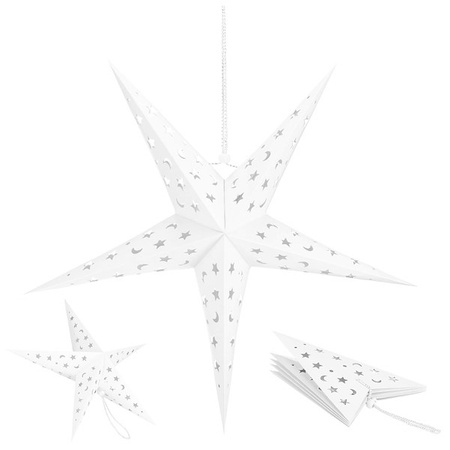 Gwiazda papierowa świąteczna 3D 60 cm ozdoba choinkowa ażurowa biała