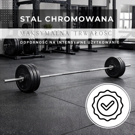 Gryf olimpijski prosty 180 cm z zaciskami 28 mm sztanga stal chromowana