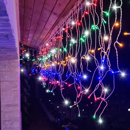 Kurtyna świetlna 500 led multikolor, flash biały zimny girlanda, lampki wewnętrzno-zewnętrzne sople