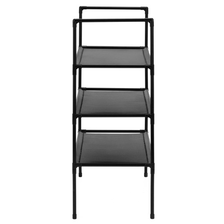 Stojak na buty 3 poziomy regał na obuwie szafka metalowa z półkami 70x72x28 cm czarna