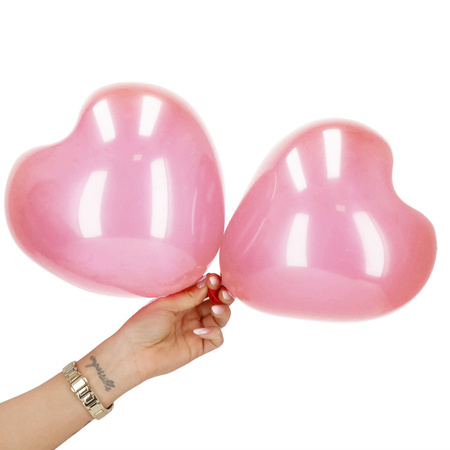 Balony serca na urodziny, walentynki 50 szt. różowe serduszka lateksowe