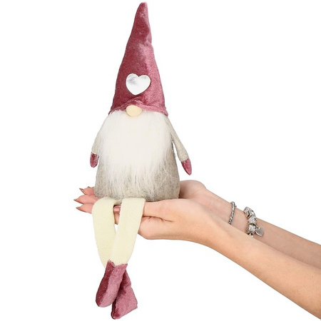 Skrzat świąteczny 40 cm, siedzący gnom, krasnal zwisające nóżki