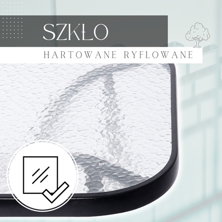 Zestaw mebli ogrodowych stół ze szkłem hartowanym, 4 krzesła metalowe na taras czarne