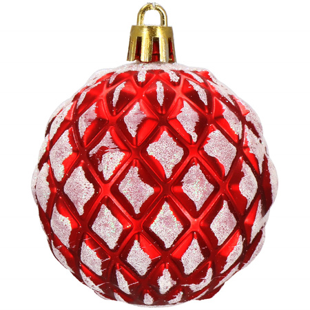 Bombki choinkowe 30 sztuk, czerwone 6 cm, zestaw choinkowy
