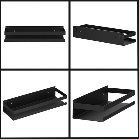 Półka łazienkowa wisząca pod prysznic 30x10 cm stal nierdzewna loft czarna