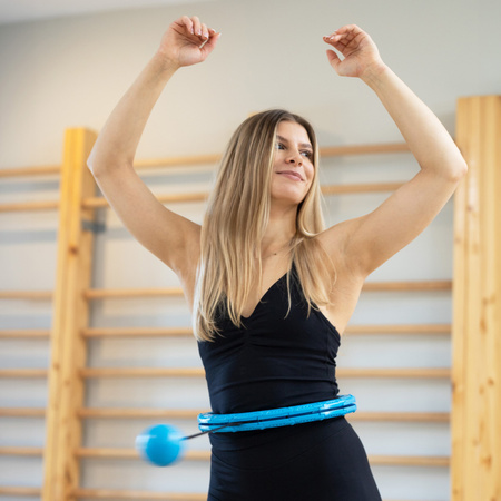 Hula hop cardio, fitness składane z obciążeniem i wypustkami masującymi, niebieskie