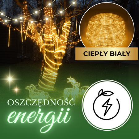 Wąż świetlny 20m biały ciepły 480 Led z programatorem IP44