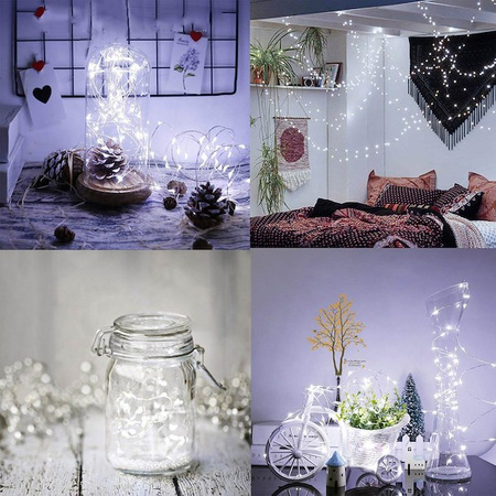 Girlanda choinkowa 400 cm z lampkami 100 LED biały zimny łańcuch, choinkowy, zielony