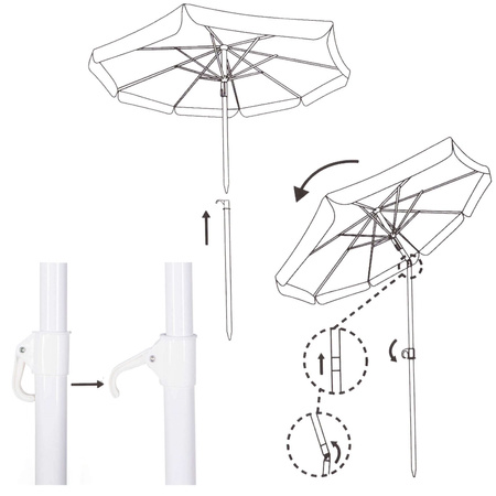 Parasol plażowy 180 cm parasol ogrodowy czerwono-zielony arbuz