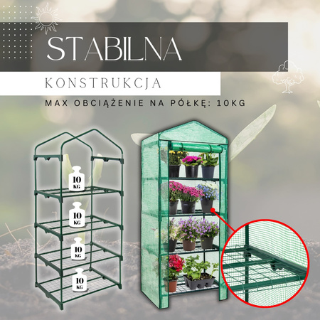 Regał foliowy, warzywniak ogrodowy UV-4 130g/m2 1,6x0,5x0,7 m zielony 