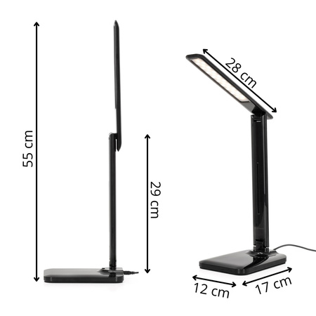 Lampka LED na biurko 55 cm z regulowanym ramieniem, do nauki, czytania, pracy, 3 barwy światła