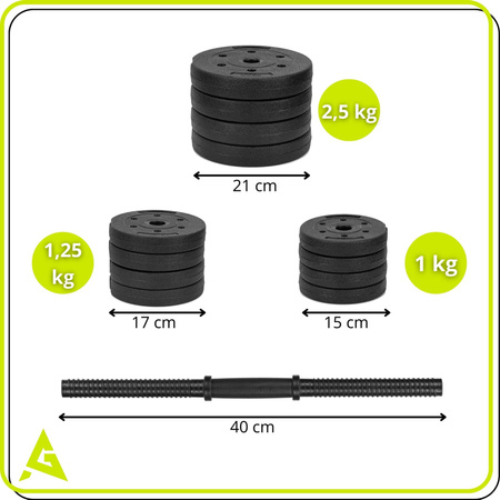 Hantle do treningu siłowego 20 kg regulowane zestaw gryf, sztanga 2x10 kg