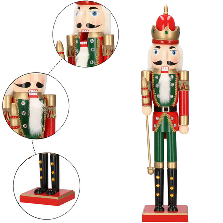 Dziadek do orzechów 60 cm czerwono-zielony, figurka, ozdoba świąteczna