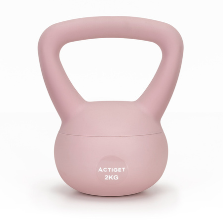Kettlebell miękki 2kg ciężar do ćwiczeń, kula treningowa, fitness, jasnoróżowy