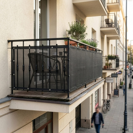 Osłona na balkon 1x7 m maskująca mata balkonowa zacieniająca 95% z opaskami antracyt