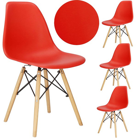 Krzesła Milano 4 szt. czerwone do jadalni, kuchni skandynawskie