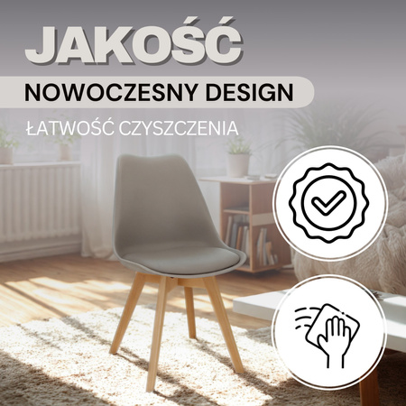 Krzesło Verde do jadalni, kuchni skandynawskie szare