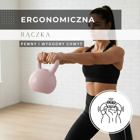 Kettlebell miękki 4 kg ciężar do ćwiczeń, kula treningowa, fitness, jasnoróżowy