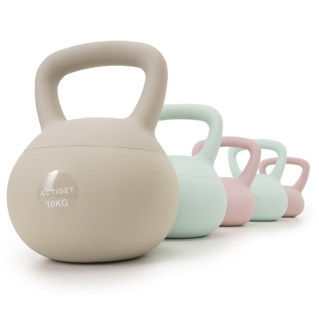 Kettlebell miękki 10 kg ciężar do ćwiczeń, kula treningowa, fitness, beżowy
