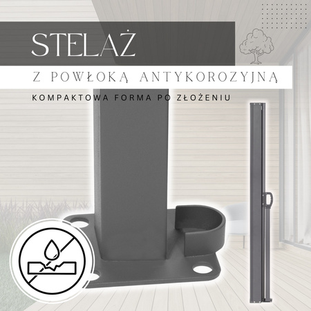 Markiza boczna tarasowa 250x160 cm roleta na balkon przesuwana osłona grafit