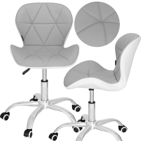 Krzesło obrotowe biurowe ergonomiczny fotel na kółkach do komputera szaro-biały