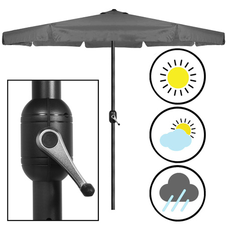 Parasol ogrodowy 410 cm składany, z korbką duży wodoodporny ciemnoszary