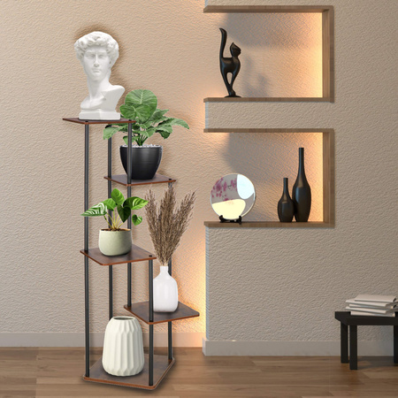 Kwietnik metalowy 5 półek 105,5 cm nowoczesny stojak na kwiaty loft czarno-brązowy
