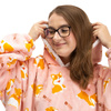 Bluza koc damska 2w1 kocobluza z kapturem ciepła oversize szlafrok futrzak pieski corgi