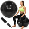 Piłka fitness 75 cm do ćwiczeń pilates i jogi z pompką, gimnastyczna, czarna