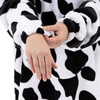 Bluza koc damska 2w1 kocobluza z kapturem ciepła oversize szlafrok futrzak czarno-biała